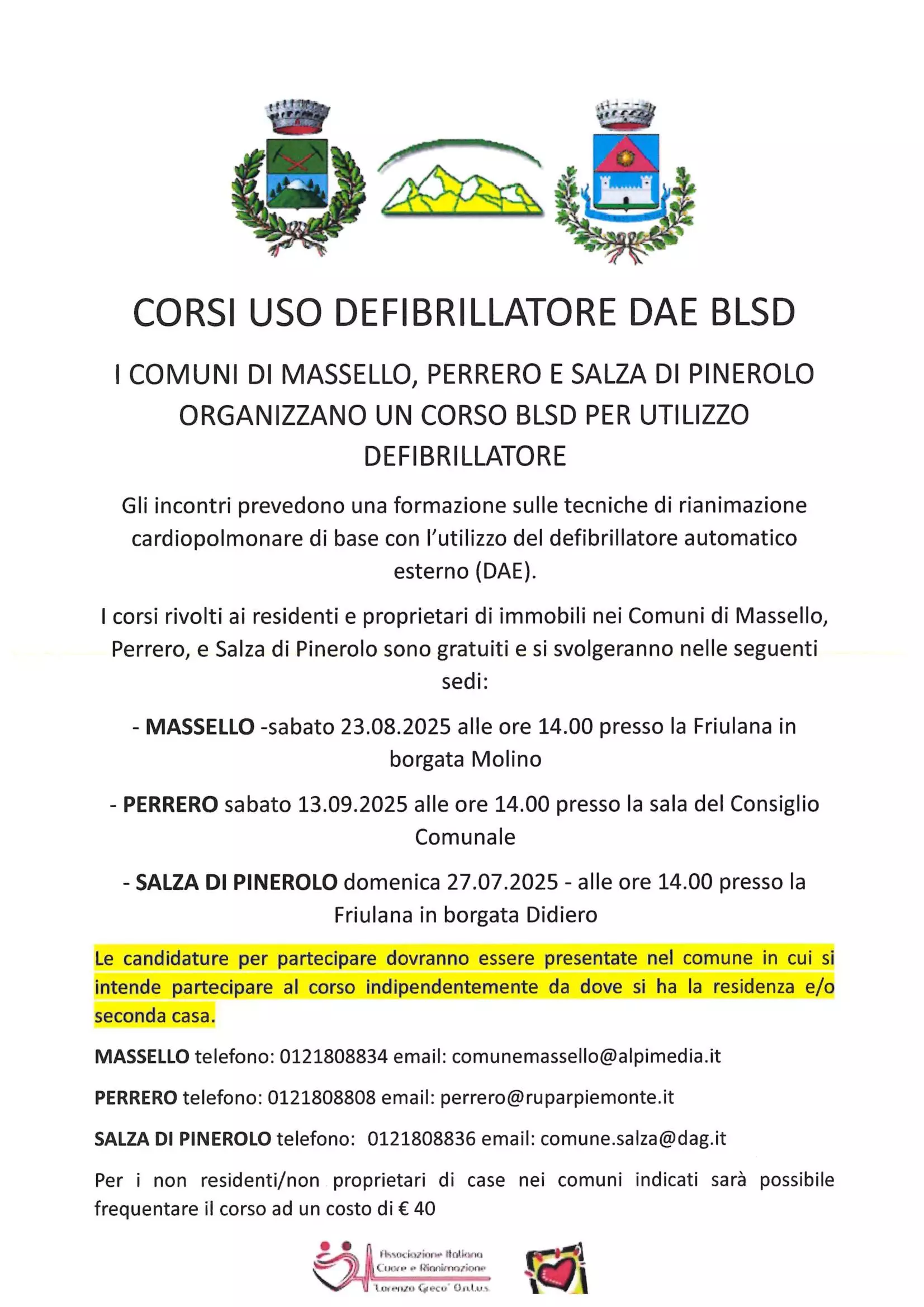 Corso uso defibrillatore